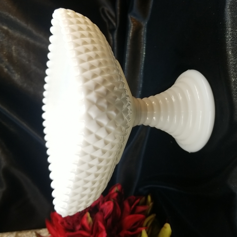 L.E. Smith Diamond Milk Glass Compote